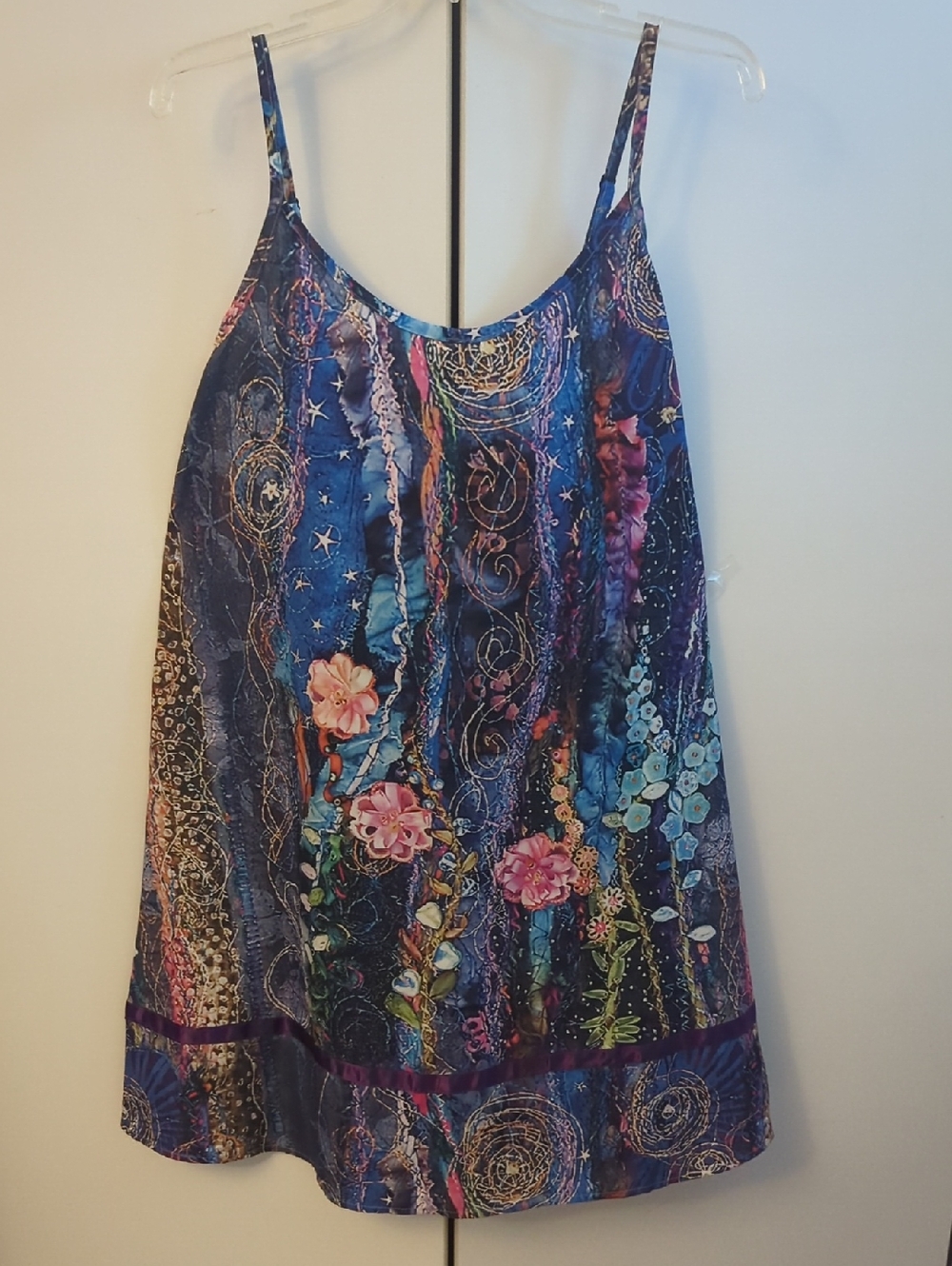 MISSLOOK Blue Floral Spiral Print Spaghetti Strap Dress
